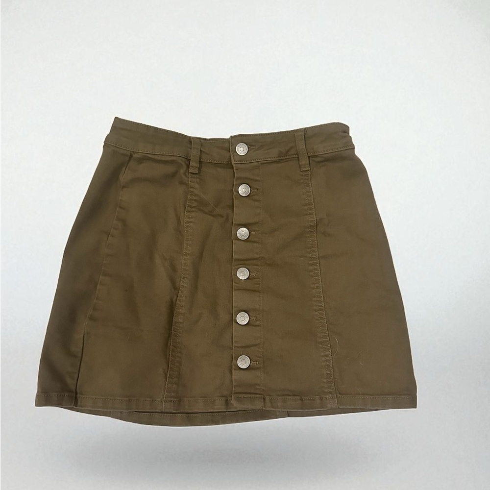 Ardene Navy Green Button-Down Mini Skirt